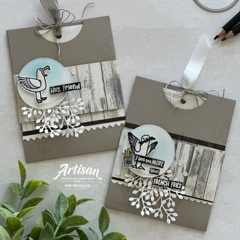 A Pocket Card With Belly Band Featuring Stampin’ Up!’s Friendly Seagulls